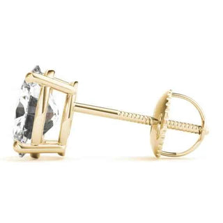 0.50 - 5 Carat Oval Cut Solitaire Moissanite Stud Earrings in Yellow Gold