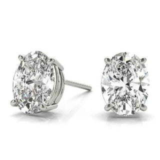 0.50 - 5 Carat Oval Cut Solitaire Moissanite Stud Earrings in Yellow Gold