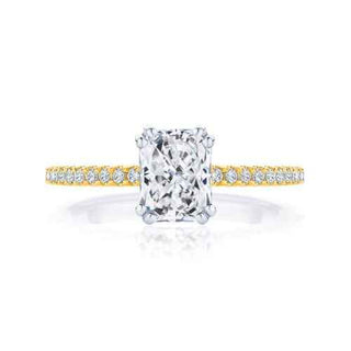 1.50 Ct Radiant Cut Cathedral Set Moissanite Ring in Rose Gold