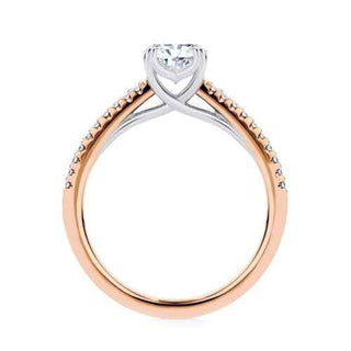 1.50 Ct Radiant Cut Cathedral Set Moissanite Ring in Rose Gold