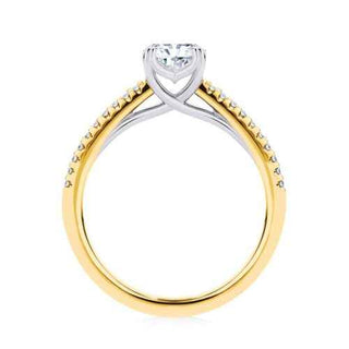1.50 Ct Radiant Cut Cathedral Set Moissanite Ring in Rose Gold