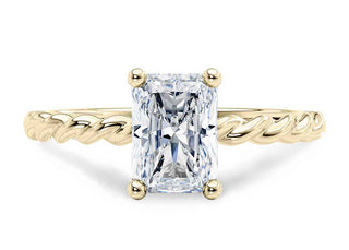 1.50 Ct Radiant Cut Moissanite Rope Design Ring in Yellow Gold