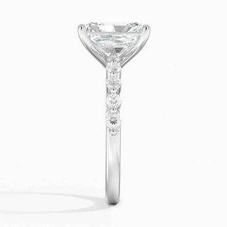 1.50 Carat Radiant Cut Prong Set Moissanite Ring in Rose Gold With Accent