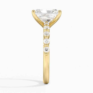 1.50 Carat Radiant Cut Prong Set Moissanite Ring in Rose Gold With Accent
