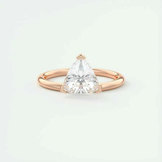 1.50 Carat Trillion Cut Moissanite Solitaire Ring in Rose Gold