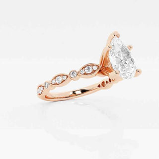 1.50 Ct Pear Cut Vintage Moissanite Ring in Rose Gold