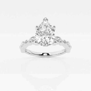 1.50 Ct Pear Cut Vintage Moissanite Ring in Rose Gold