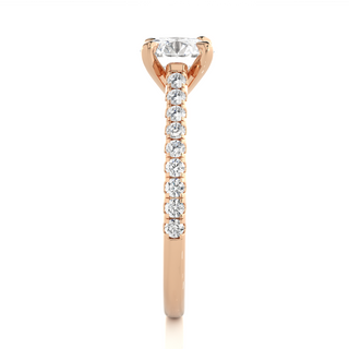 1.50 Ct Round Cut Moissanite Cathedral Set Engagement Ring In Rose Gold