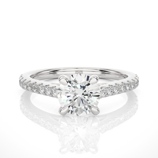 1.50 Ct Round Cut Moissanite Cathedral Set Engagement Ring In White Gold
