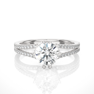 1.40 Ct Round Cut Moissanite Split Shank Engagement Ring In Yellow Gold