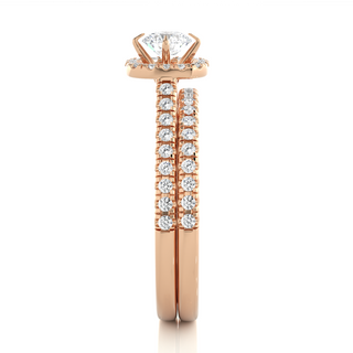 1.50 Carat Halo Moissanite Bridal Set With Accents in Rose Gold