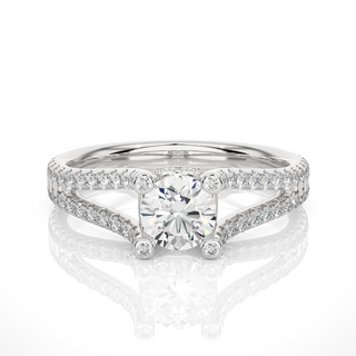 1.50 Carat Moissanite Split Shank Engagement Ring With Accents In Yellow Gold