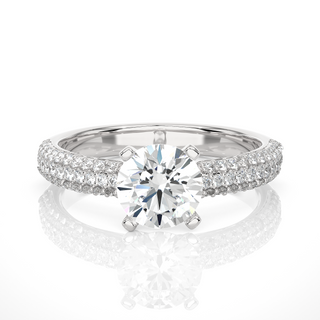 1.50 Ct Moissanite Engagement Ring With Three Row Accents In Yellow Gold