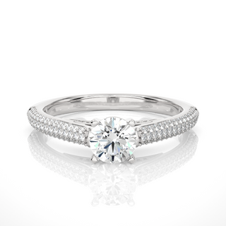 1 Ct Moissanite Three Row Engagement Ring with Accent In Rose Gold