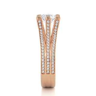 1.50 Ct Moissanite Three Row Split Shank Engagement Ring In Rose Gold