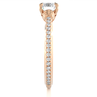 1.50 Ct Round Cut Moissanite French V-Split Engagement Ring In Rose Gold