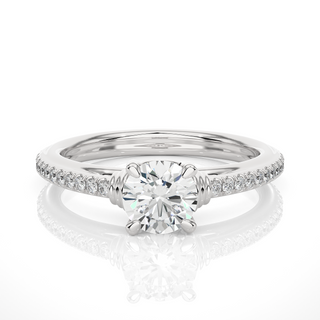 1.50 Ct Round Cut Moissanite French V-Split Engagement Ring In Yellow Gold