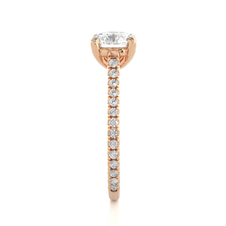 1.50 Ct Round Moissanite Hidden Halo Engagement Ring In Rose Gold