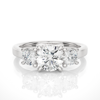 2 Ct Round Moissanite Three Stone Engagement Ring In Silver