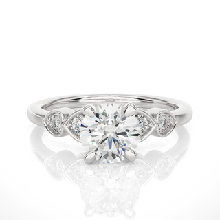 1.50 Ct Round Shape Moissanite Five Stone Engagement Ring In Rose Gold