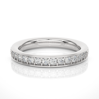 1.90 Mm Pave Set Round Moissanite Wedding Band In Silver