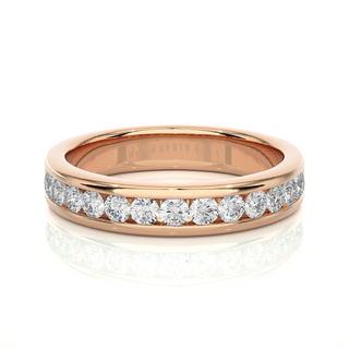 2.20 Mm Channel Set Pave Round Moissanite Wedding Band In Yellow Gold