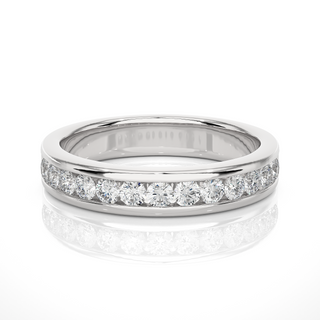 2.20 Mm Channel Set Pave Round Moissanite Wedding Band In Rose Gold