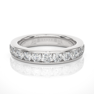 2.70 Mm Channel Set Round Stone Moissanite Band In Yellow Gold