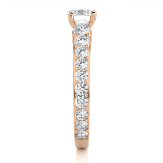 2 Ct Bridge Set Moissanite Engagement Ring With Accent In Rose Gold