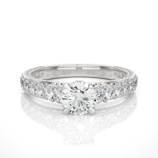 2 Ct Bridge Set Moissanite Engagement Ring With Accent In White Gold