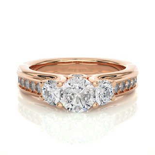 2 Ct Round Moissanite Three Stone Engagement Ring In White Gold