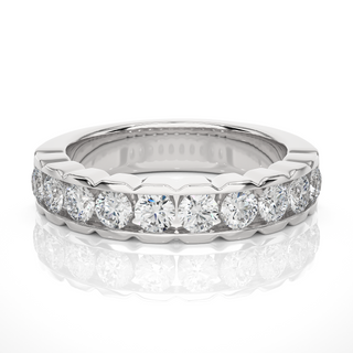 3.00 Mm Pave Set Round Moissanite Band In White Gold