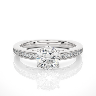 1.40 Ct Round Moissanite Basket Set Filigree Ring In White Gold