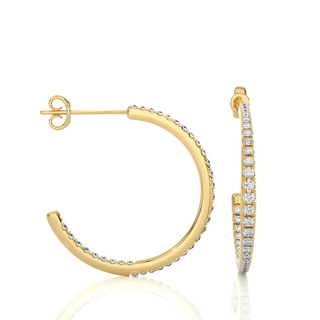 C-Hoop Push Back Moissanite Earrings yellow gold