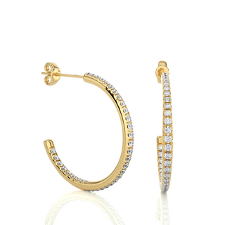 C-Hoop Push Back Moissanite Earrings yellow gold