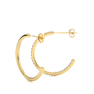 C-Hoop Push Back Moissanite Earrings yellow gold