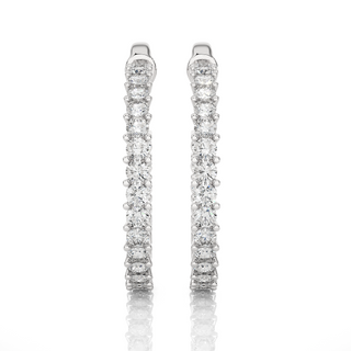 2 Ct Round Moissanite Surface Prong C Hoop Earrings In Rose Gold