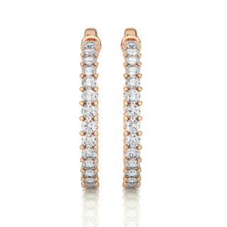 2 Ct Round Moissanite Surface Prong C Hoop Earrings In Yellow Gold
