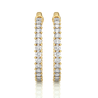 2 Ct Round Moissanite Surface Prong C Hoop Earrings In Rose Gold