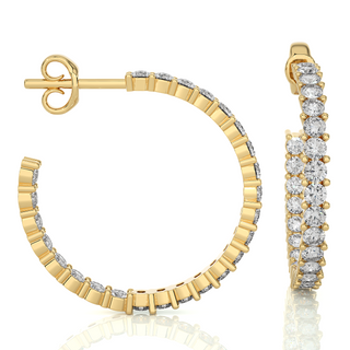 C-Hoop Surface Prong Moissanite Earrings yellow gold