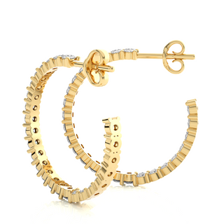 C-Hoop Surface Prong Moissanite Earrings yellow gold