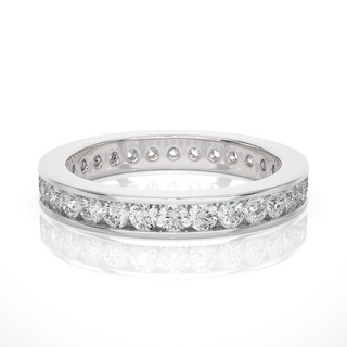 2 Ct Round Moissanite Channel Set Wedding Ring In Yellow Gold For Women's