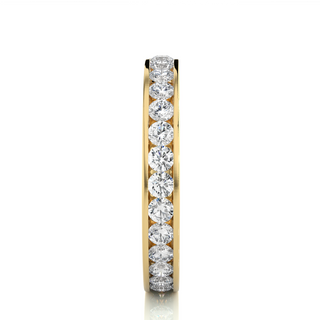 2 Ct Round Moissanite Channel Set Wedding Ring In Yellow Gold For Women's