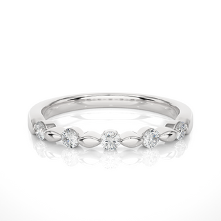0.5 Carat Five Stone Round Moissanite Wedding Band In Silver