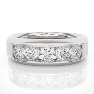 1.50 Ct Round Shaped Moissanite Five Stone Ring In Rose Gold