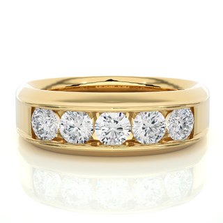 1.50 Ct Round Shaped Moissanite Five Stone Ring In Rose Gold