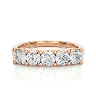0.50 Ct Five Stone Moissanite Wedding Band In White Gold