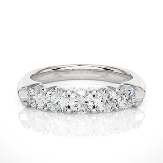 1 Carat Shared Prong Five Stone Moissanite Ring in White Gold