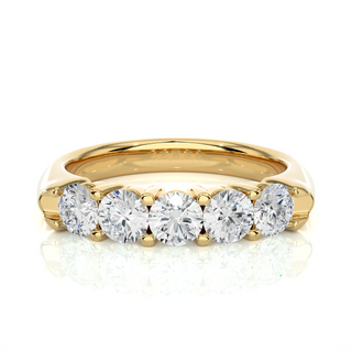 1 Carat Shared Prong Five Stone Moissanite Ring in Yellow Gold