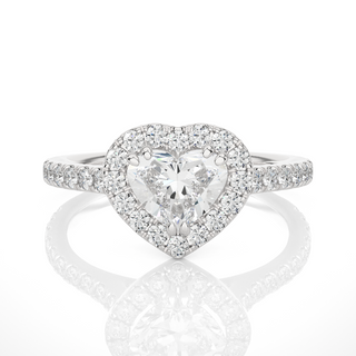 1.50 Carat Heart Shape Moissanite Halo Engagement Ring In Rose Gold